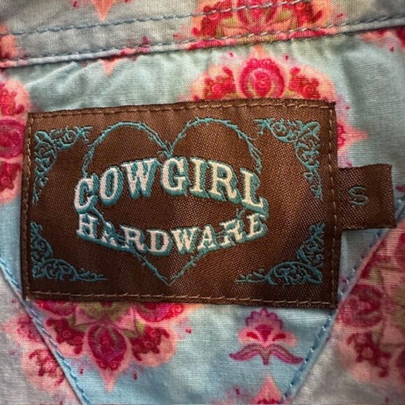 COWGIRL HARDWARE‎ Shirt Women's Blue/Pink Floral Snap Size Small - Picture 3 of 6